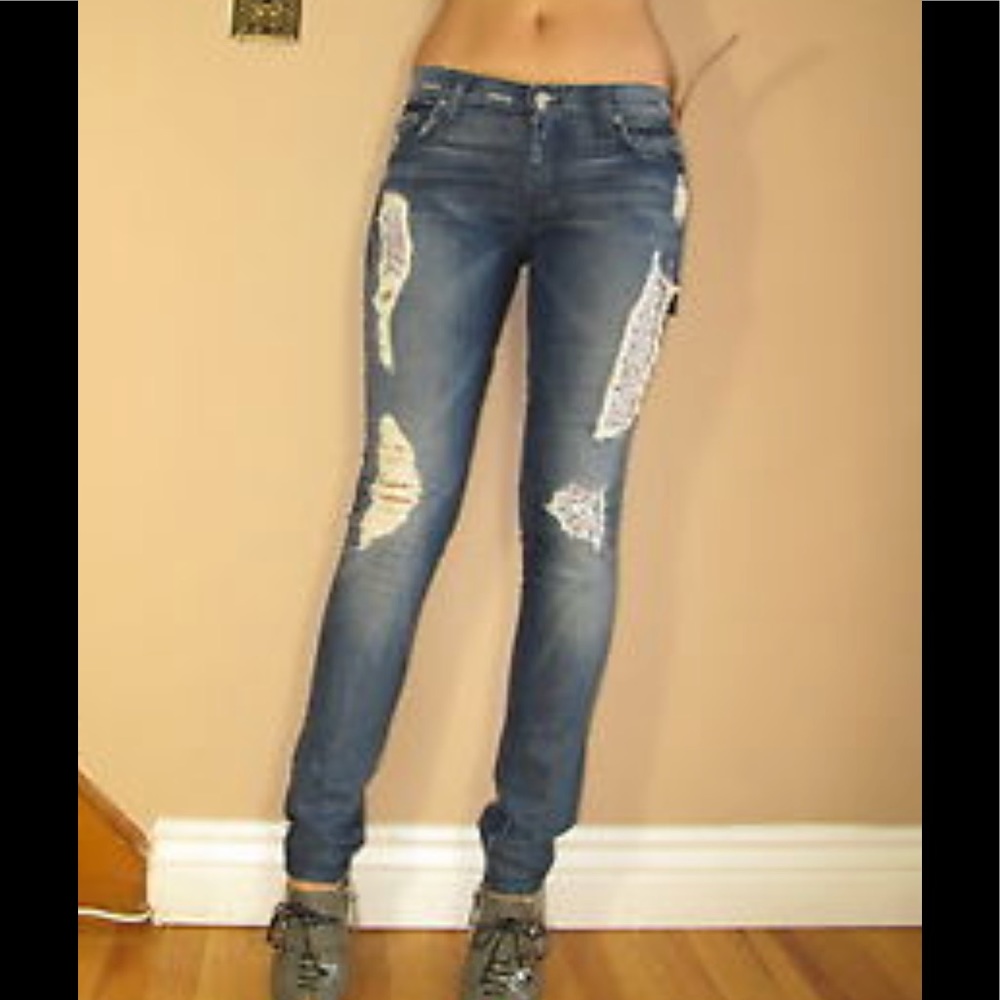 7 Mankind Roxanne Liberty Floral Patch Skinny